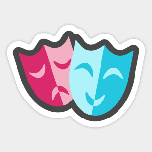 Theatrical blue mask smiles and red cry Sticker